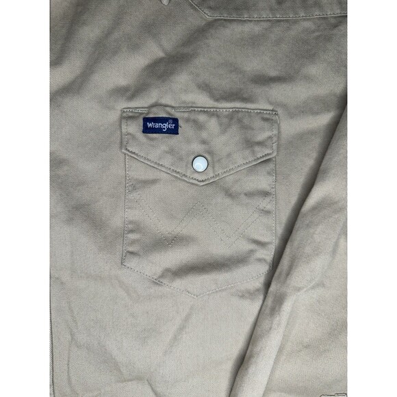 Wrangler Western Pearl Snap Shirt 20x36 Big Khaki Tan Long Sleeve Cowboy Work - Picture 4 of 8